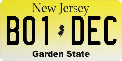 NJ license plate B01DEC