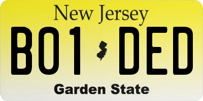NJ license plate B01DED