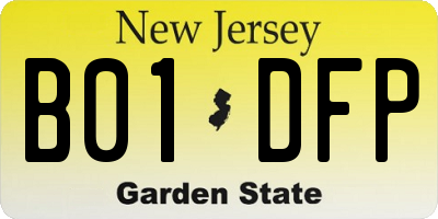NJ license plate B01DFP