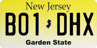 NJ license plate B01DHX