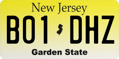 NJ license plate B01DHZ