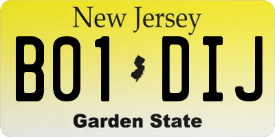 NJ license plate B01DIJ