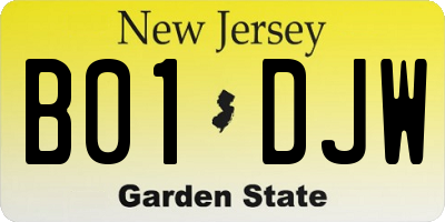 NJ license plate B01DJW