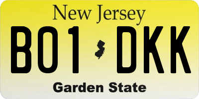 NJ license plate B01DKK