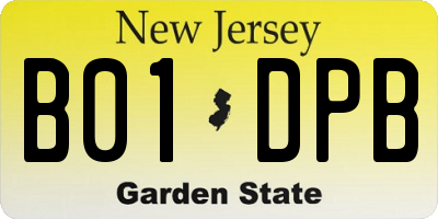 NJ license plate B01DPB