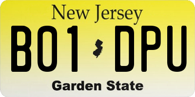 NJ license plate B01DPU