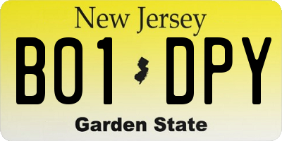 NJ license plate B01DPY