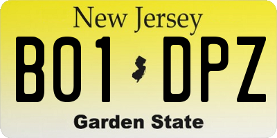 NJ license plate B01DPZ
