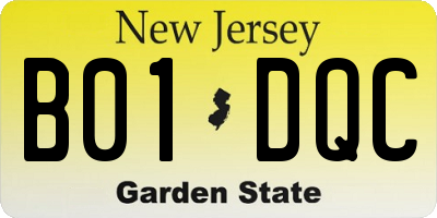 NJ license plate B01DQC