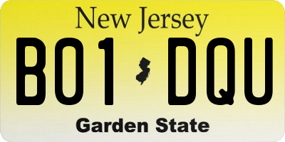NJ license plate B01DQU