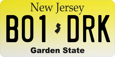 NJ license plate B01DRK