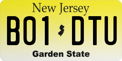 NJ license plate B01DTU