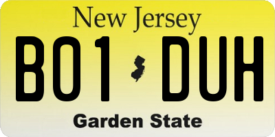 NJ license plate B01DUH