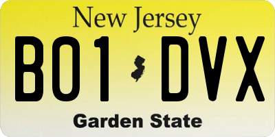 NJ license plate B01DVX
