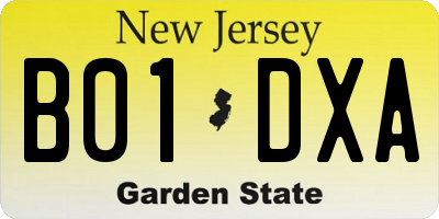 NJ license plate B01DXA
