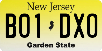 NJ license plate B01DXO