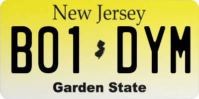 NJ license plate B01DYM