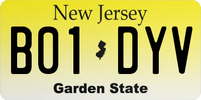 NJ license plate B01DYV