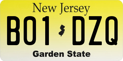 NJ license plate B01DZQ