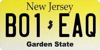 NJ license plate B01EAQ