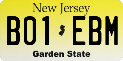 NJ license plate B01EBM