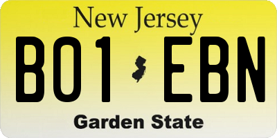 NJ license plate B01EBN