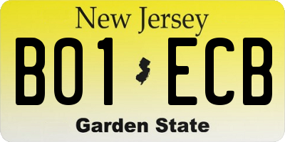 NJ license plate B01ECB