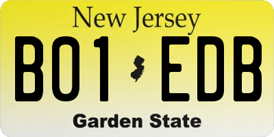 NJ license plate B01EDB