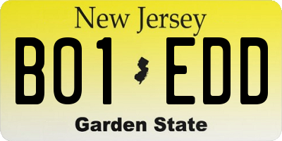 NJ license plate B01EDD