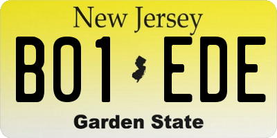 NJ license plate B01EDE