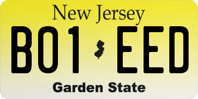 NJ license plate B01EED