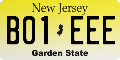 NJ license plate B01EEE
