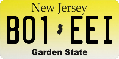 NJ license plate B01EEI