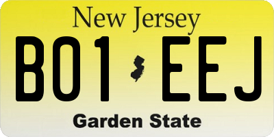 NJ license plate B01EEJ