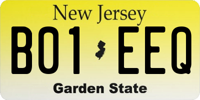 NJ license plate B01EEQ