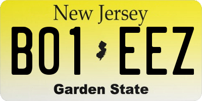 NJ license plate B01EEZ