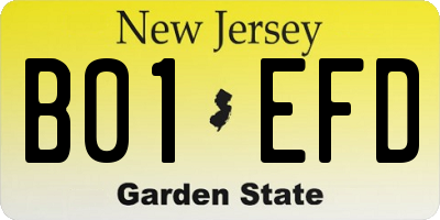 NJ license plate B01EFD