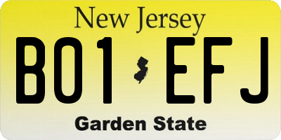 NJ license plate B01EFJ
