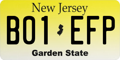 NJ license plate B01EFP
