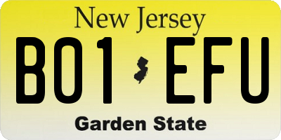 NJ license plate B01EFU