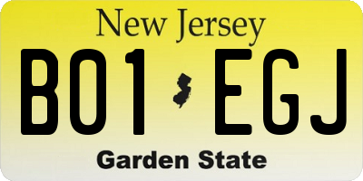 NJ license plate B01EGJ