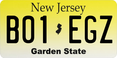 NJ license plate B01EGZ