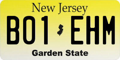 NJ license plate B01EHM