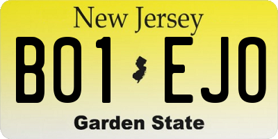 NJ license plate B01EJO