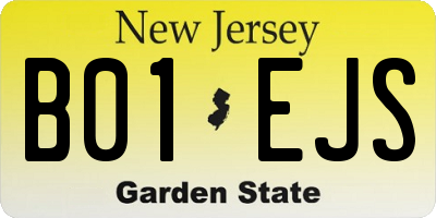 NJ license plate B01EJS