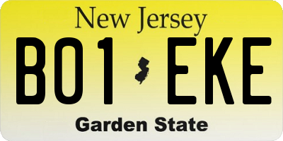 NJ license plate B01EKE