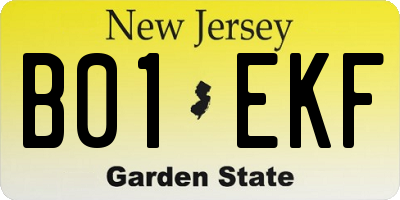 NJ license plate B01EKF