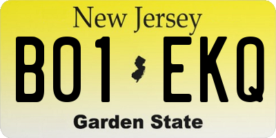 NJ license plate B01EKQ