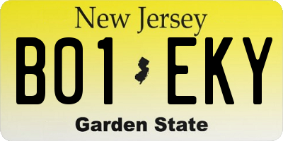 NJ license plate B01EKY