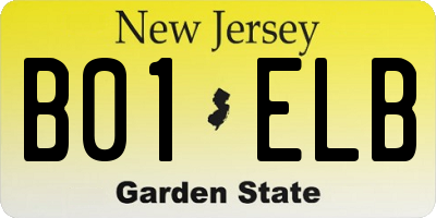 NJ license plate B01ELB